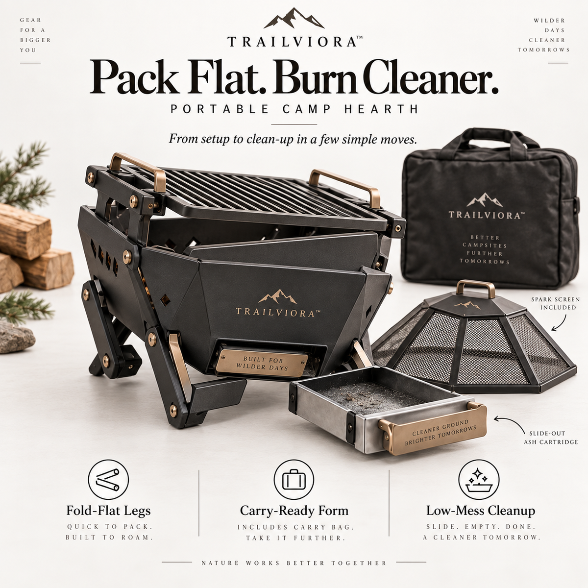 Trailviora™ EmberDock Modular Camp Hearth