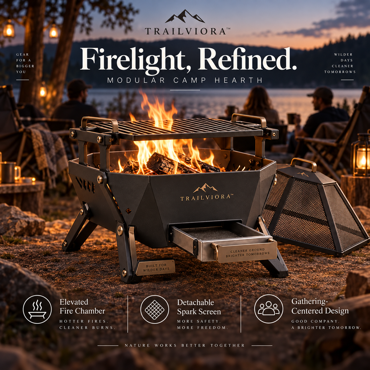 Trailviora™ EmberDock Modular Camp Hearth