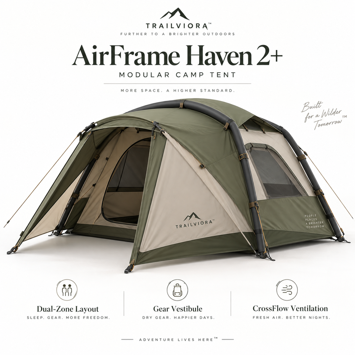 Trailviora™ AirFrame Haven 2+ Modular Camp Tent