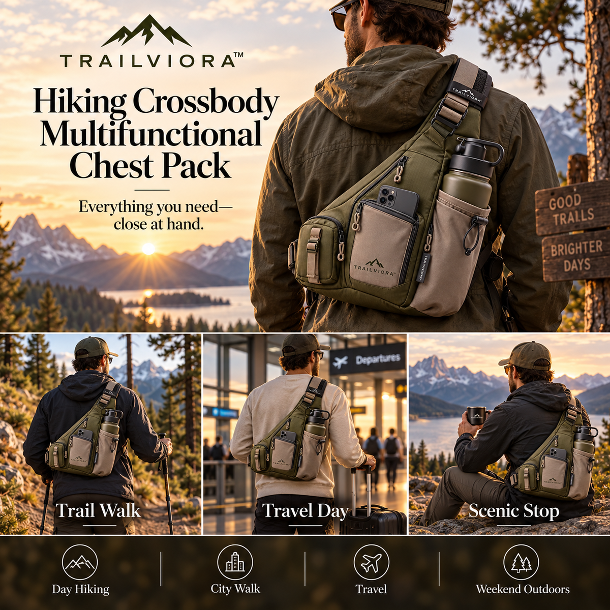 Trailviora™ Hiking Crossbody Multifunctional Chest Pack