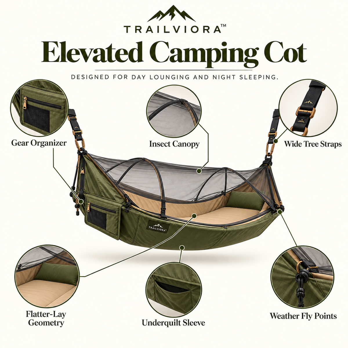 Trailviora™ Elevated Camping Cot