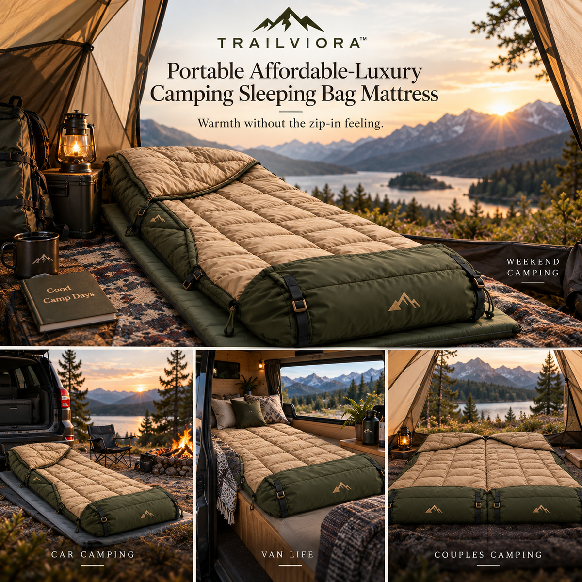 Trailviora™ Portable Affordable-Luxury Camping Sleeping Bag Mattress