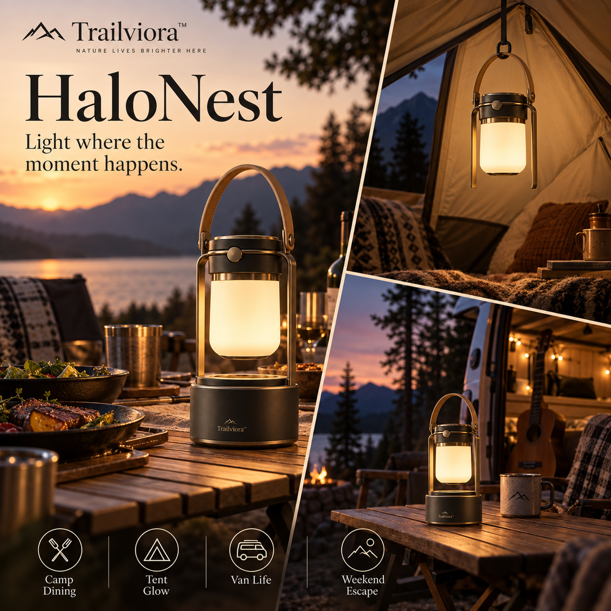 Trailviora™ HaloNest Modular Camp Lantern
