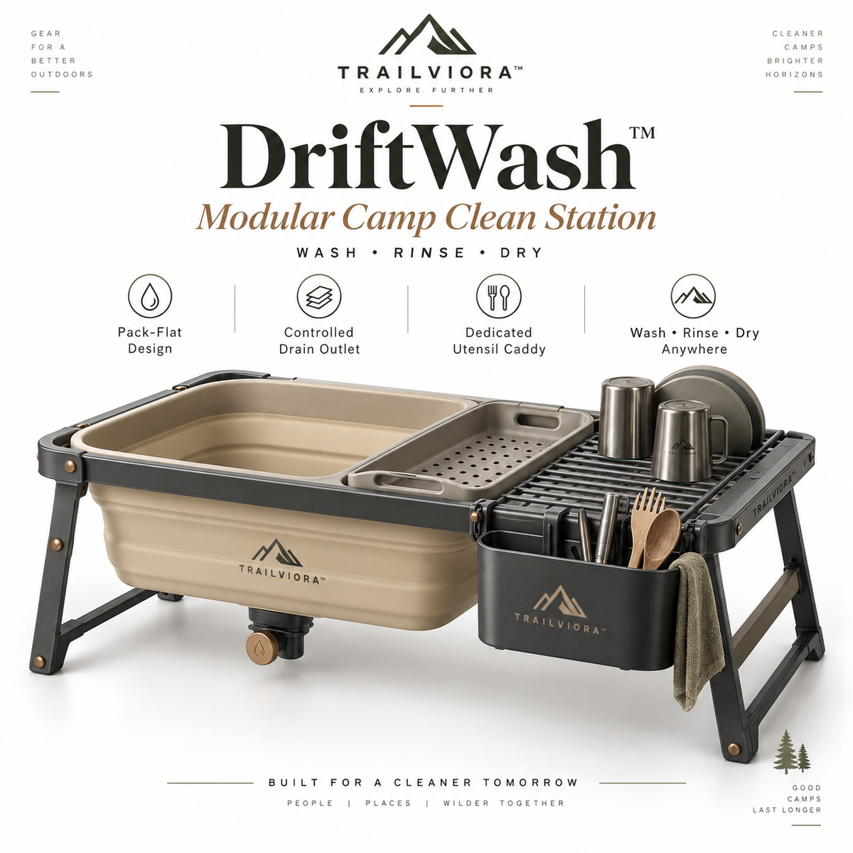 Trailviora™ DriftWash Modular Camp Clean Station