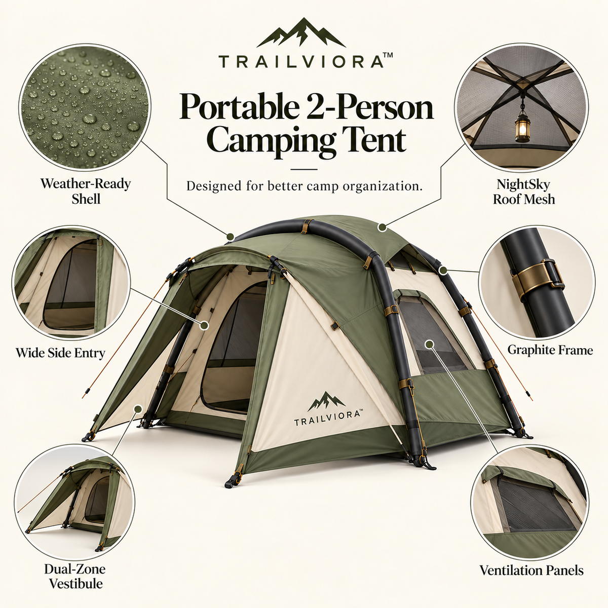Trailviora™ Portable 2-Person Camping Tent
