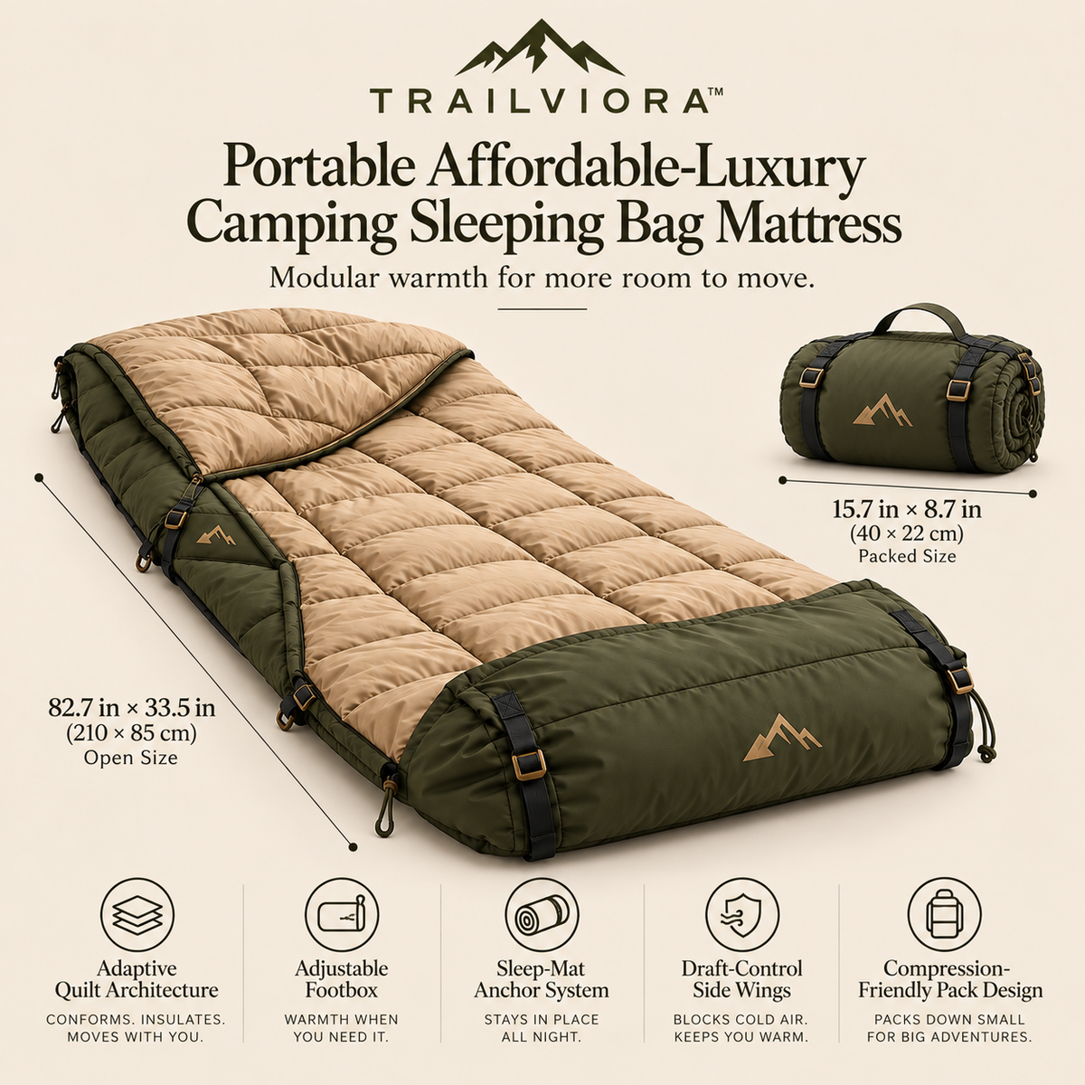 Trailviora™ Portable Affordable-Luxury Camping Sleeping Bag Mattress