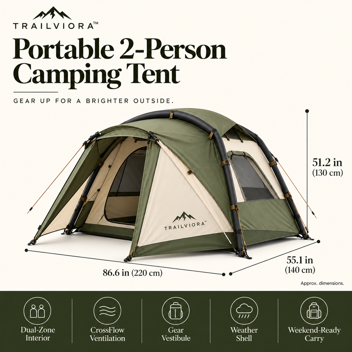 Trailviora™ Portable 2-Person Camping Tent
