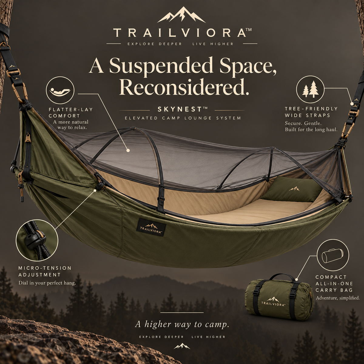 Trailviora™ SkyNest Elevated Camp Lounge System