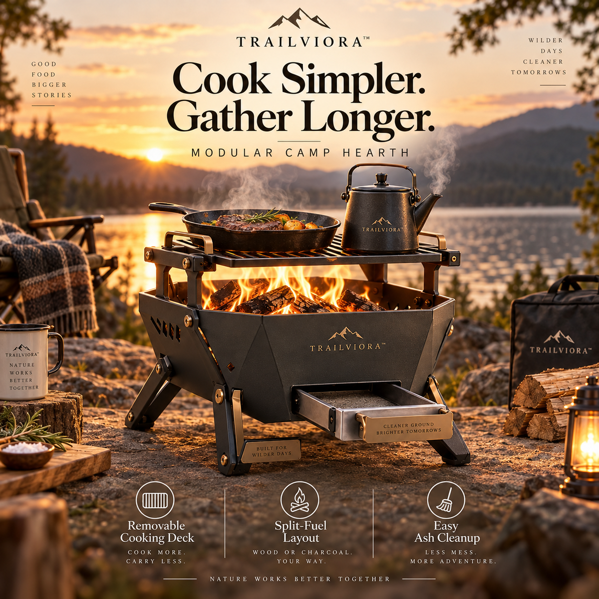 Trailviora™ EmberDock Modular Camp Hearth