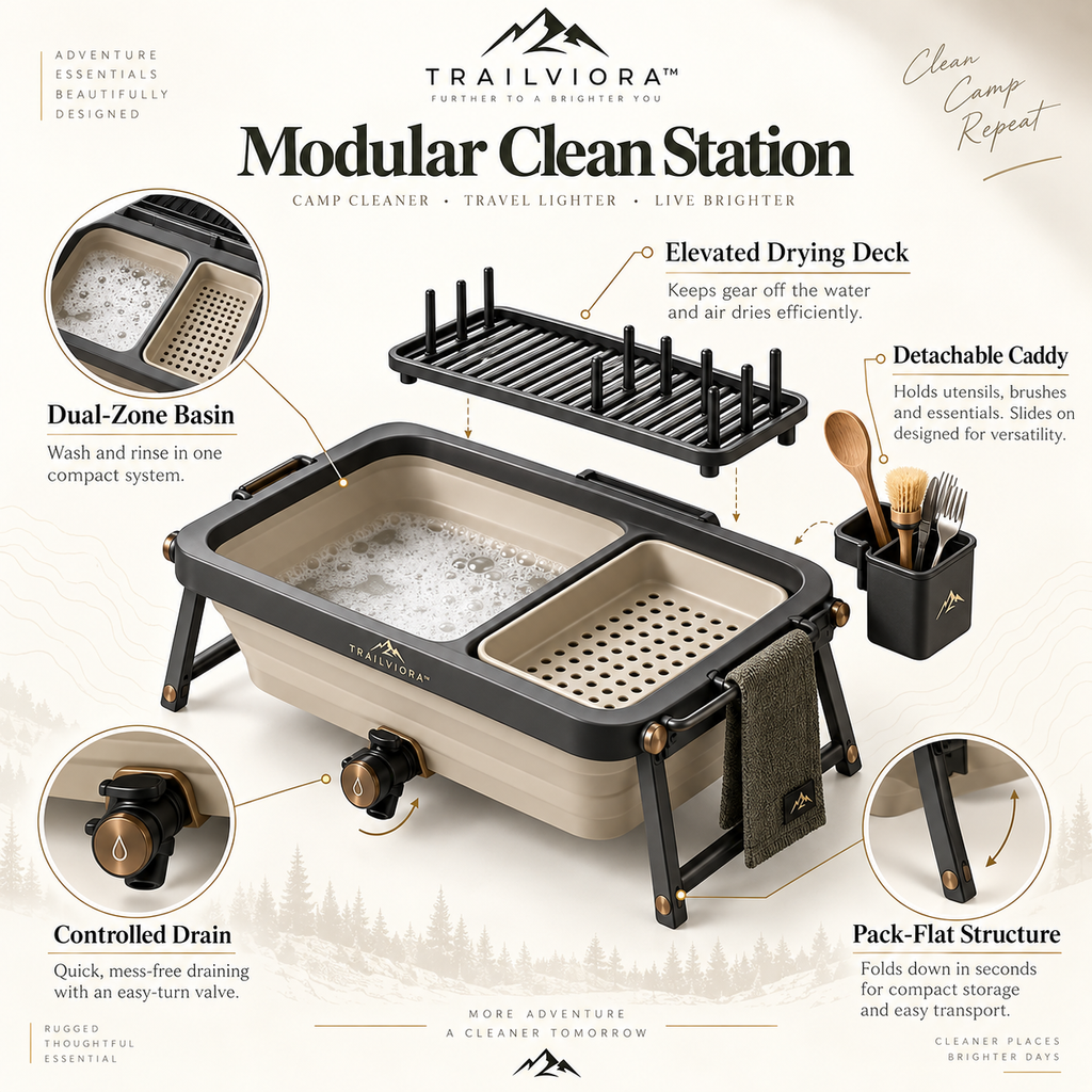 Trailviora™ DriftWash Modular Camp Clean Station