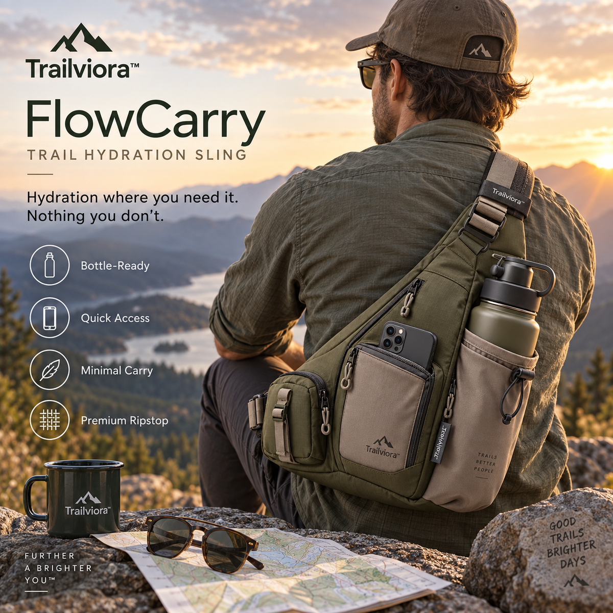 Trailviora™ FlowCarry Trail Hydration Sling