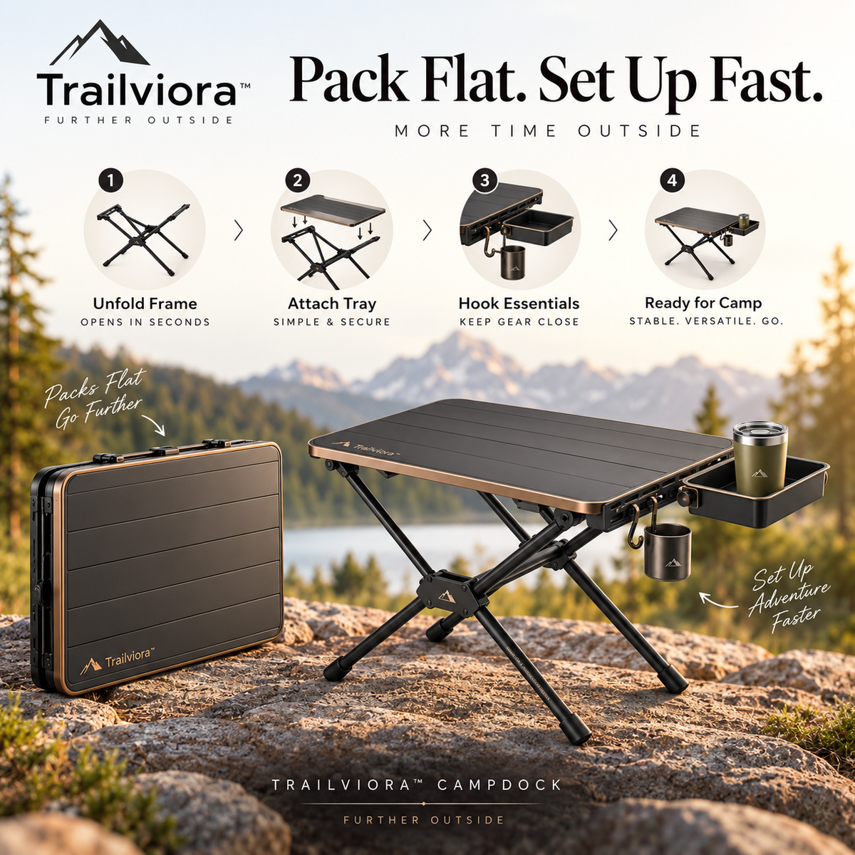 Trailviora™ CampDock Modular Camp Side Table