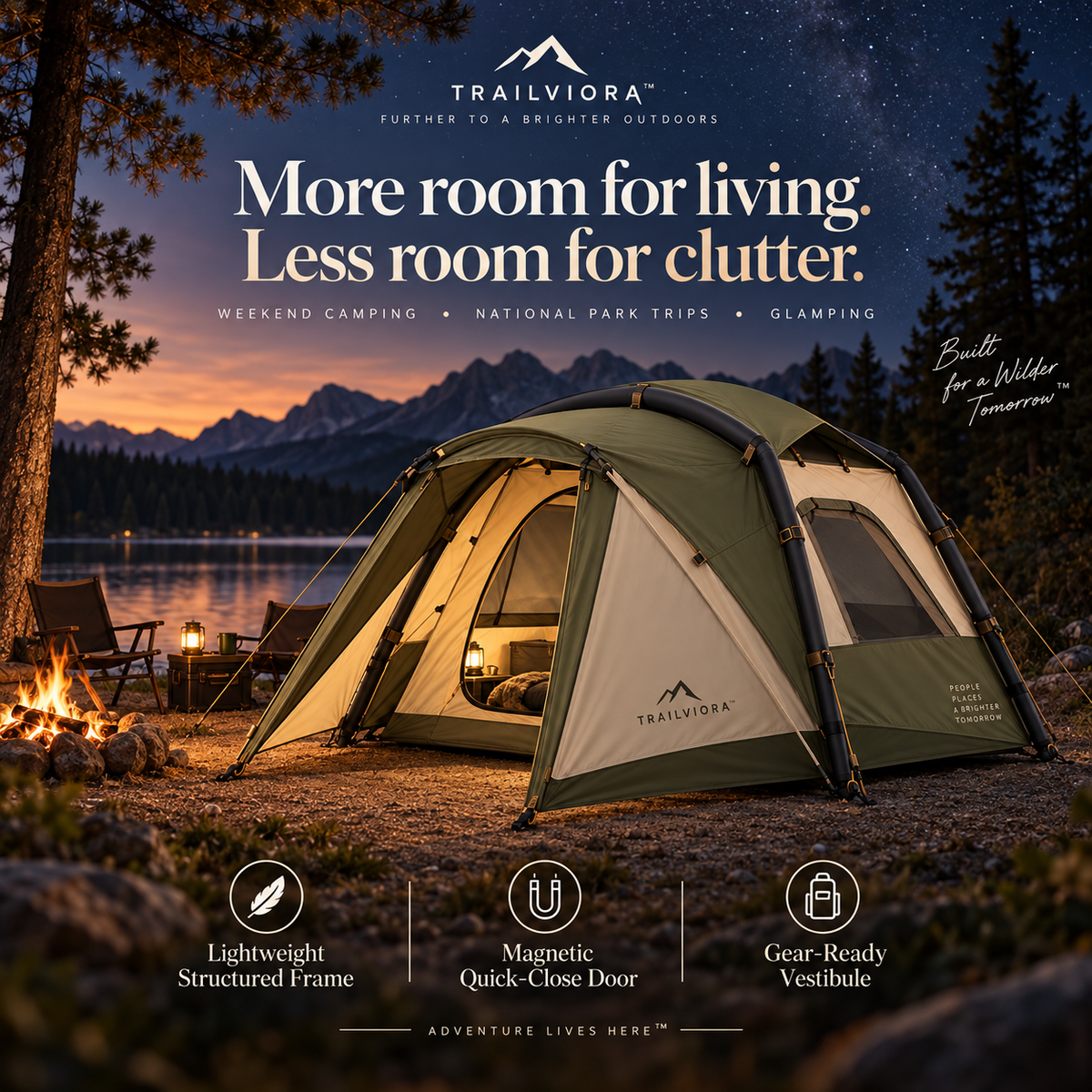 Trailviora™ AirFrame Haven 2+ Modular Camp Tent
