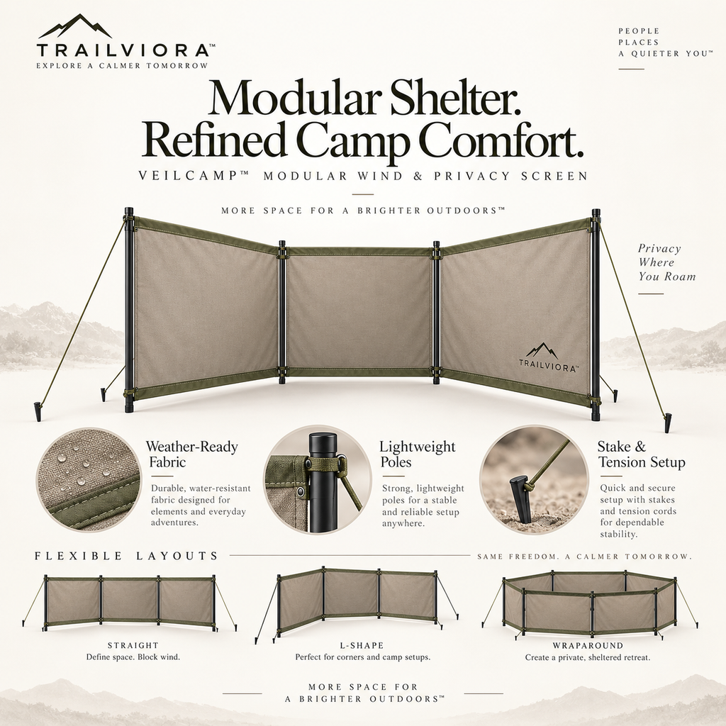 Trailviora™ VeilCamp Modular Wind & Privacy Screen
