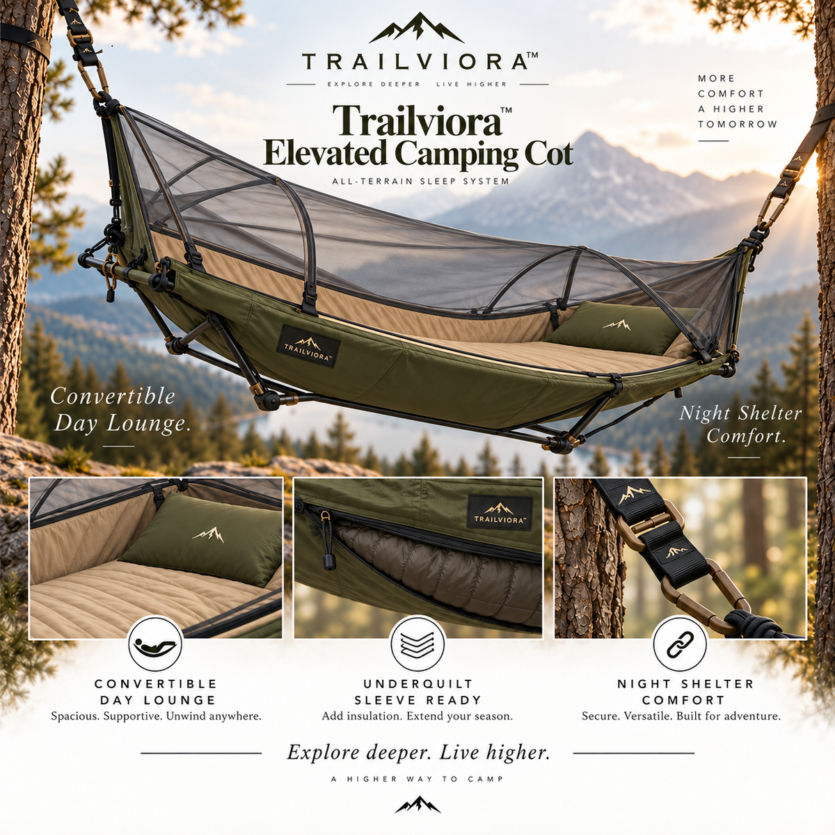 Trailviora™ Elevated Camping Cot